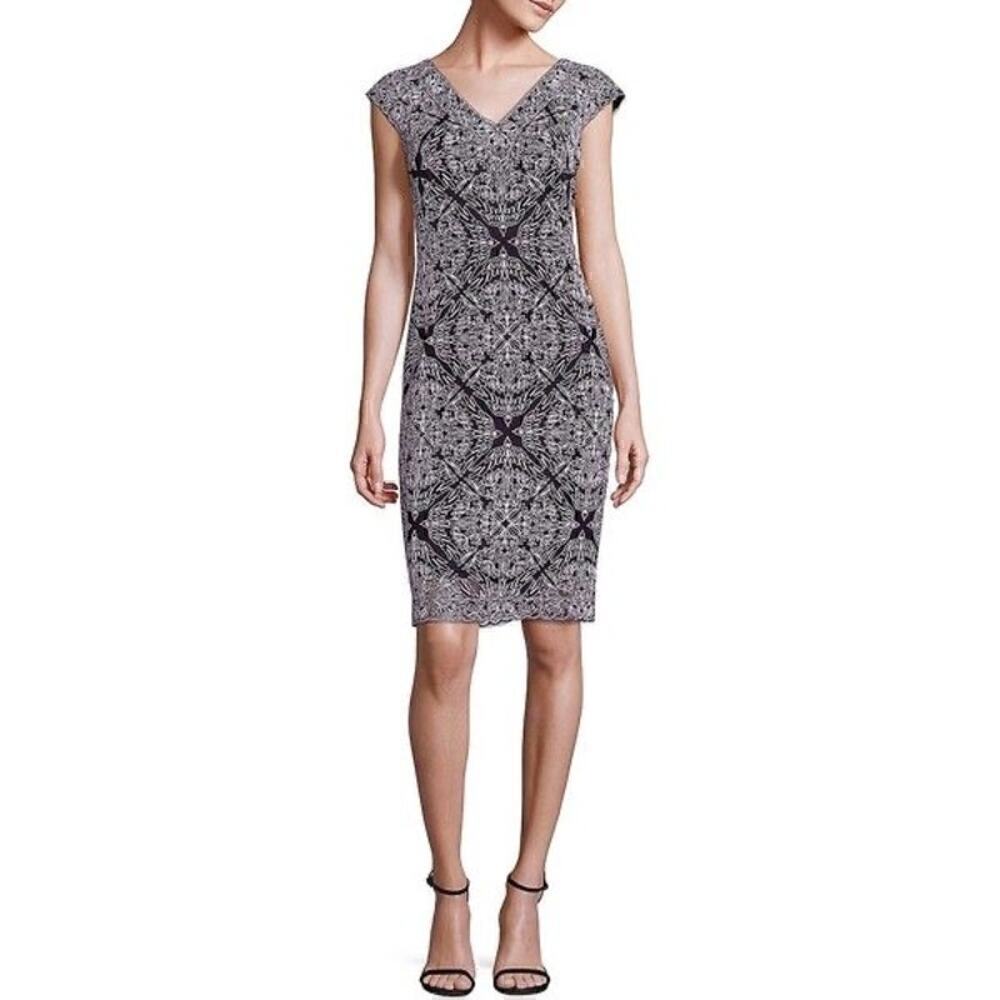 Tadashi Shoji Sheath Dress Women's Black & White Size 2